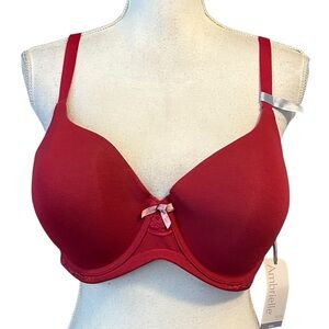 AMBRIELLE Organic Cotton Full Coverage Bra SZ 40C in Red Bud Margo NEW